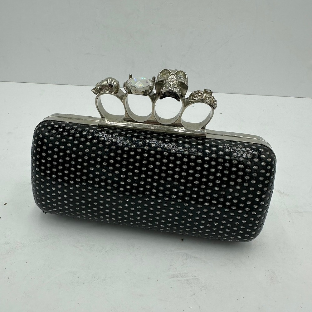 Womens Y2K Knuckle Duster Clutch Gothic Punk Edgy Evening Bag Alt Avant Garde